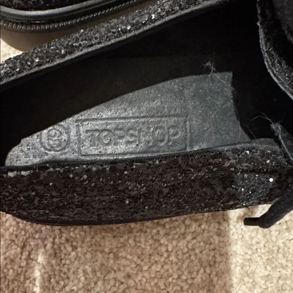 Topshop Sparkly Black Lace-Up Shoes size 8.5 - Picture 4 of 6